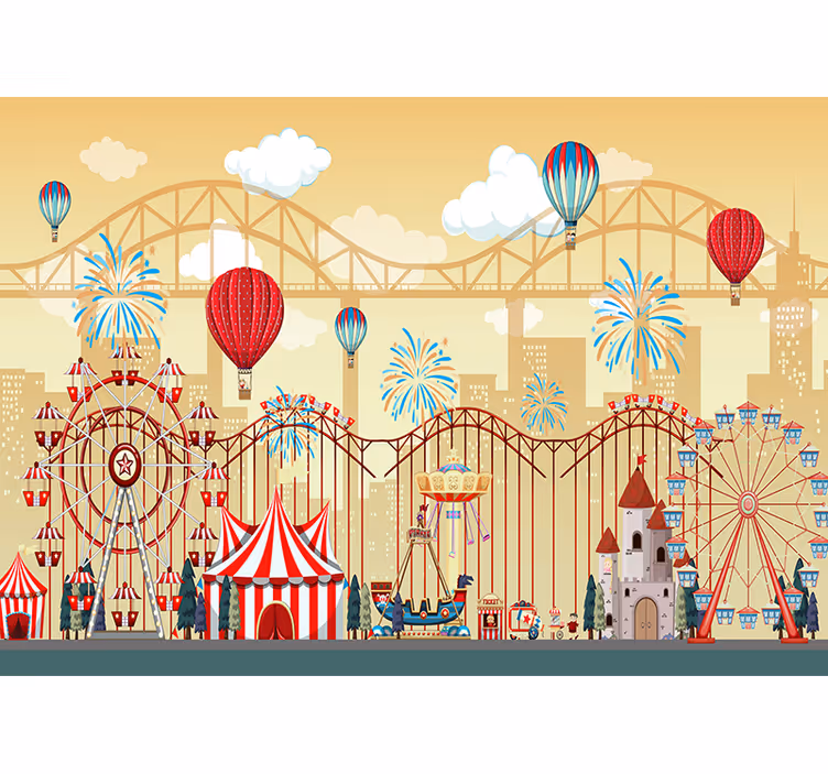 fototapetpentru copii cu desene animate de roller coaster - TenStickers