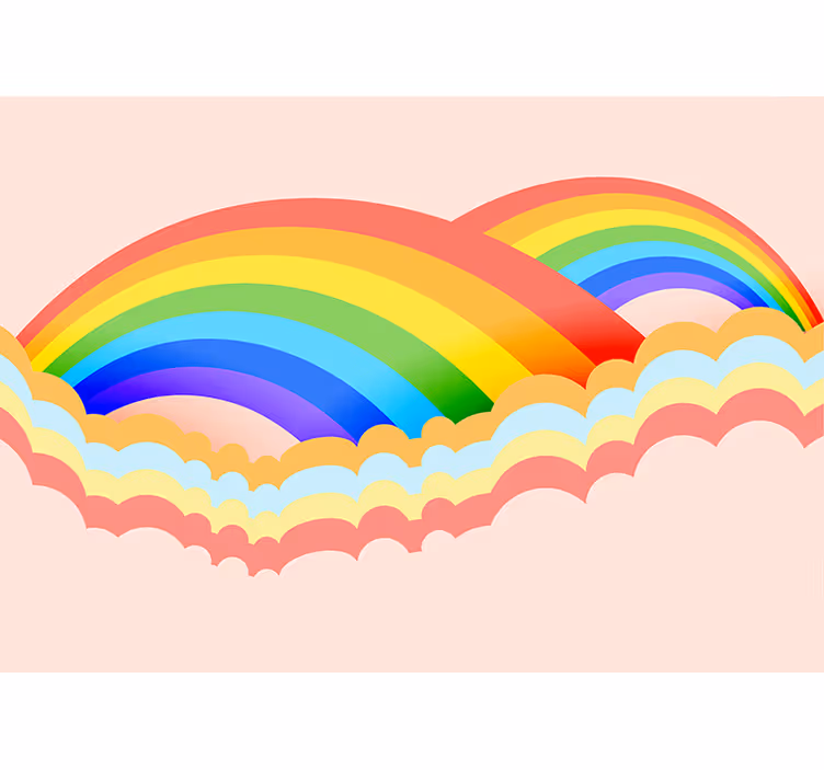Fundal curcubeu cu nori fototapetde perete - TenStickers