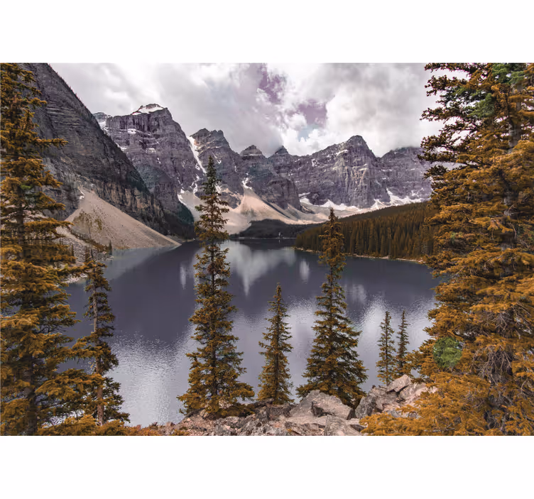 Fototapet peisaje lacul montan păcii - TenStickers