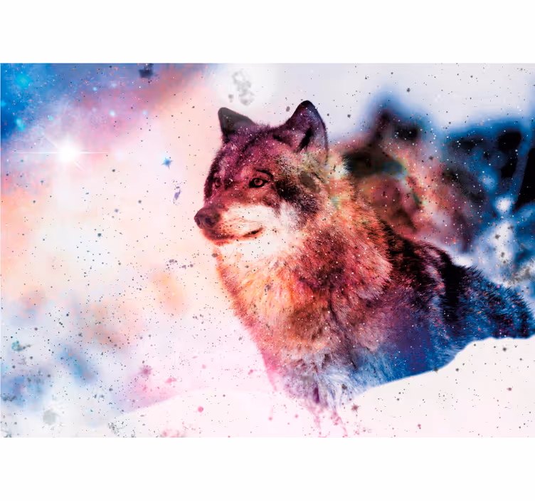 Fototapet animale lup cosmic singuratic - TenStickers