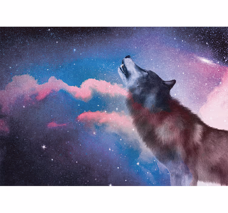 Fototapet animale silueta lup urlător - TenStickers