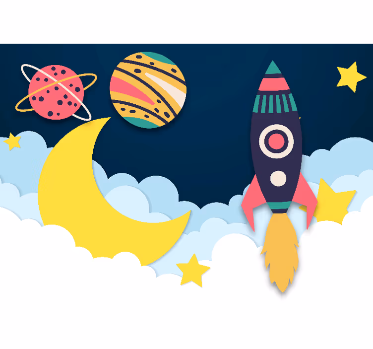 Fototapet de fantezie rachetă printre planete - TenStickers