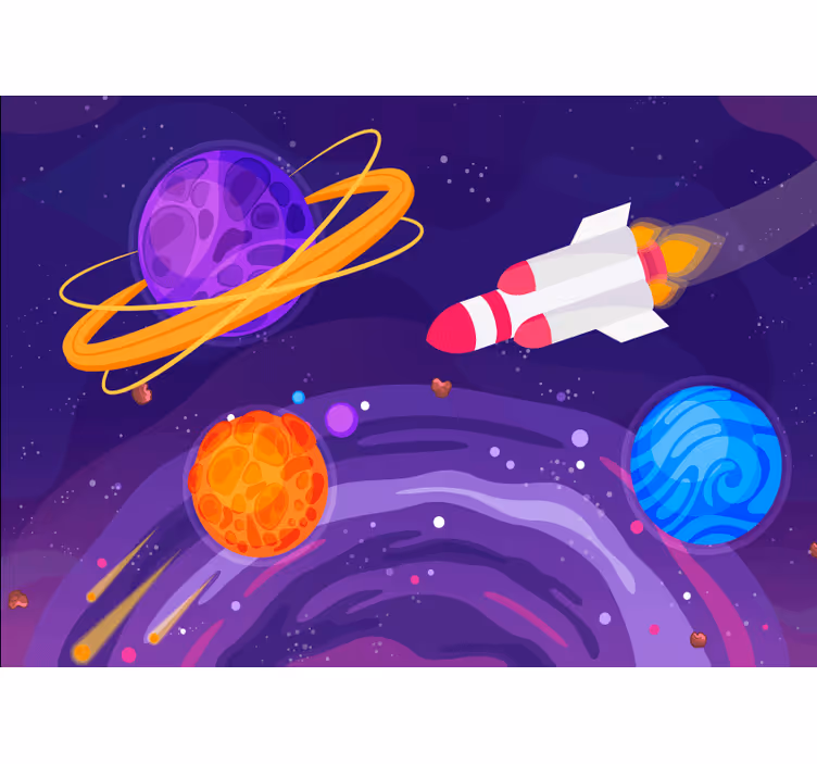 fototapetde perete cu desene animate galaxie navă spațială - TenStickers