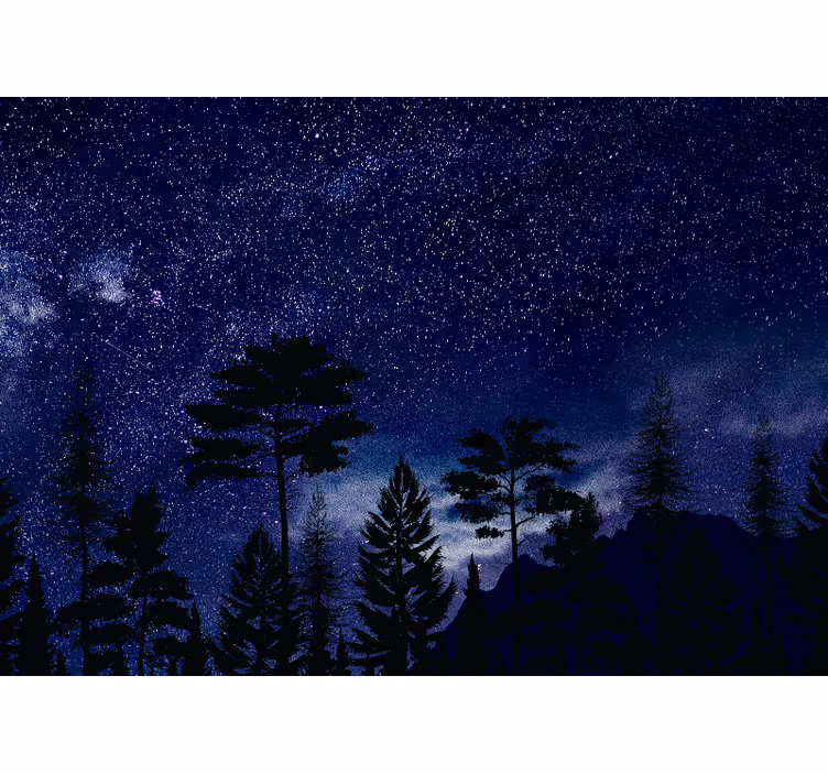 Fototapet cerul siluete de pădure stelară - TenStickers