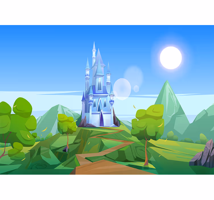 Fototapet de fantezie peisaj cu castel fermecător - TenStickers