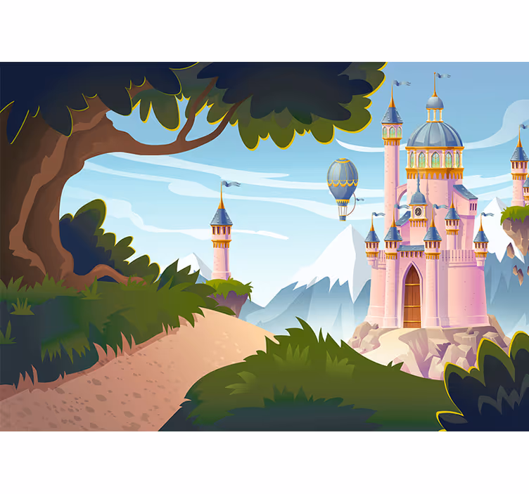 fototapetpentru copii roz castel magic - TenStickers