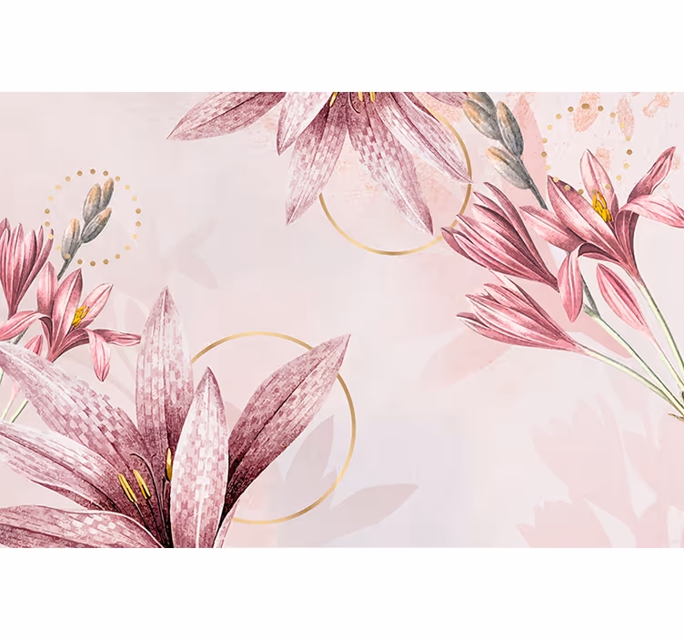 Fototapet cu flori lilii roz înfloriți - TenStickers