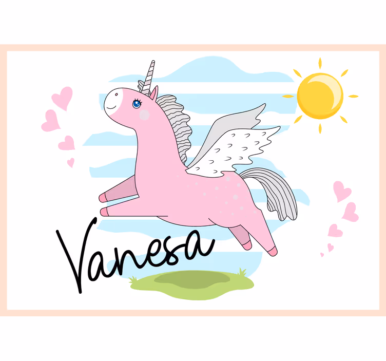 Fototapet dragoste aventură cu unicorni roz - TenStickers