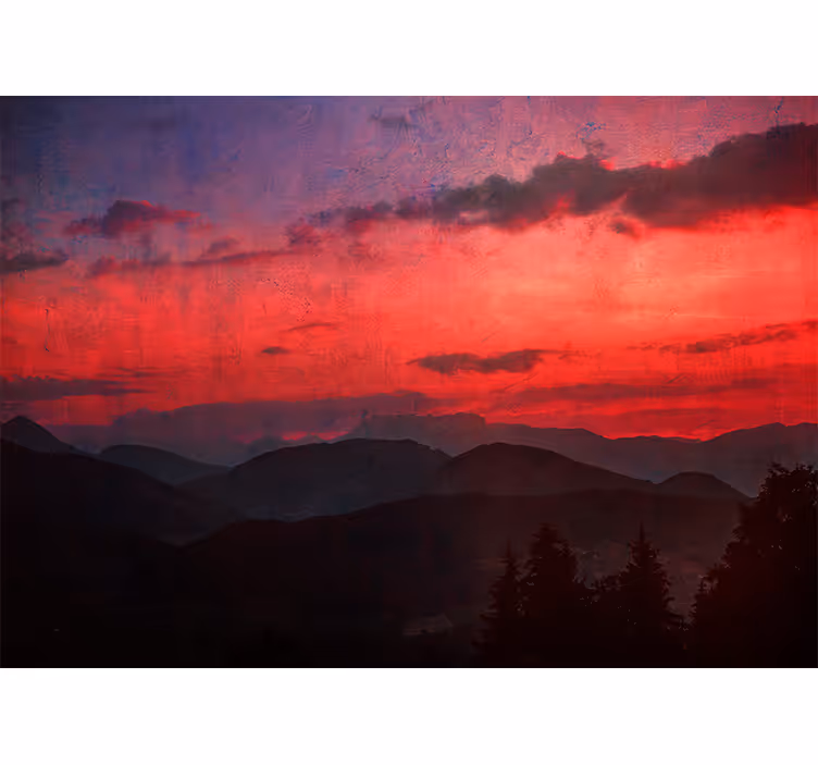 Muntele fototapet apus dramatic de munte - TenStickers