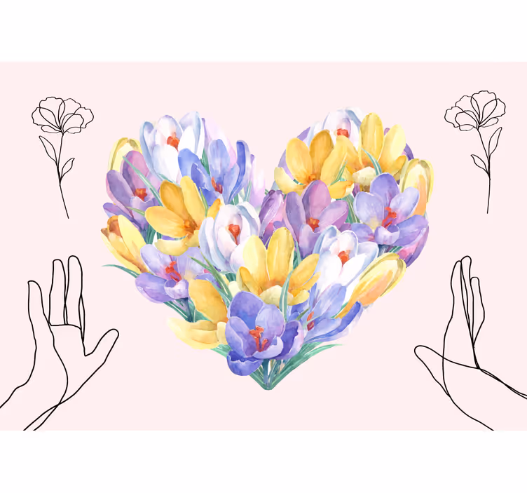 Fototapet design cu flori de crocus inimă - TenStickers