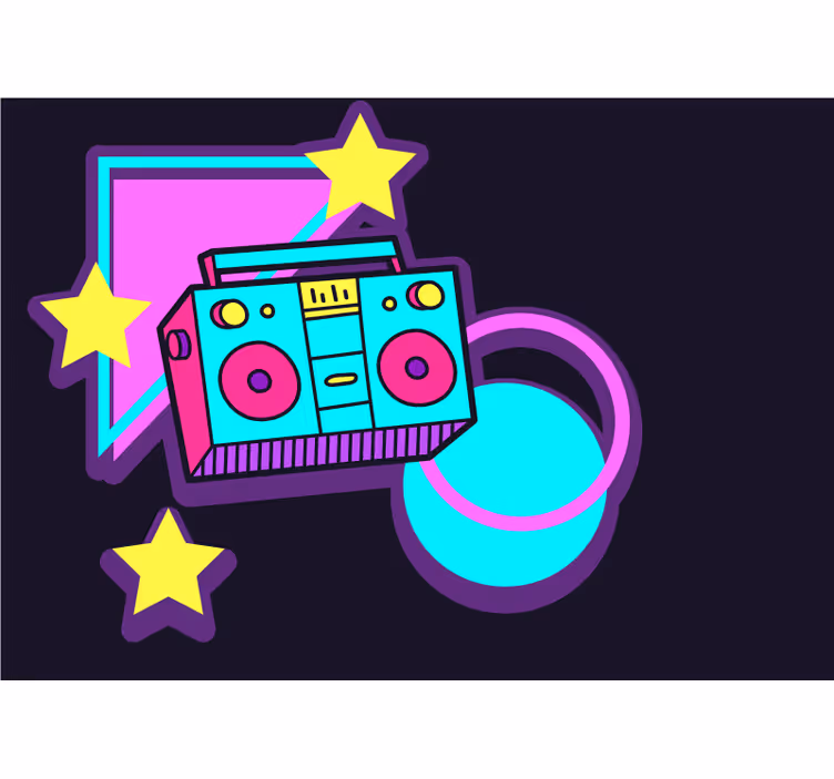 Fototapet muzică elemente retro boombox - TenStickers