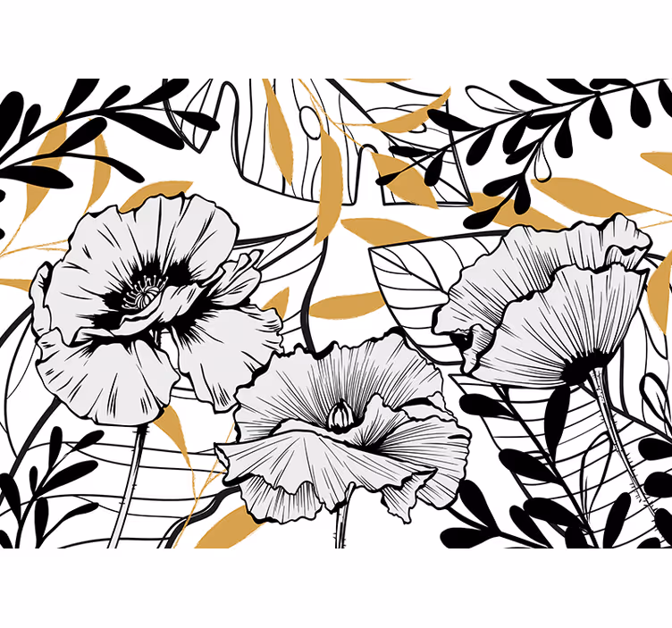 Fototapet cu flori modele de contur floral - TenStickers