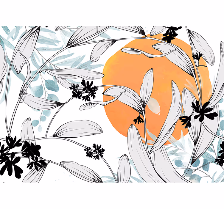 Fototapet cu flori modele de frunze botanice - TenStickers