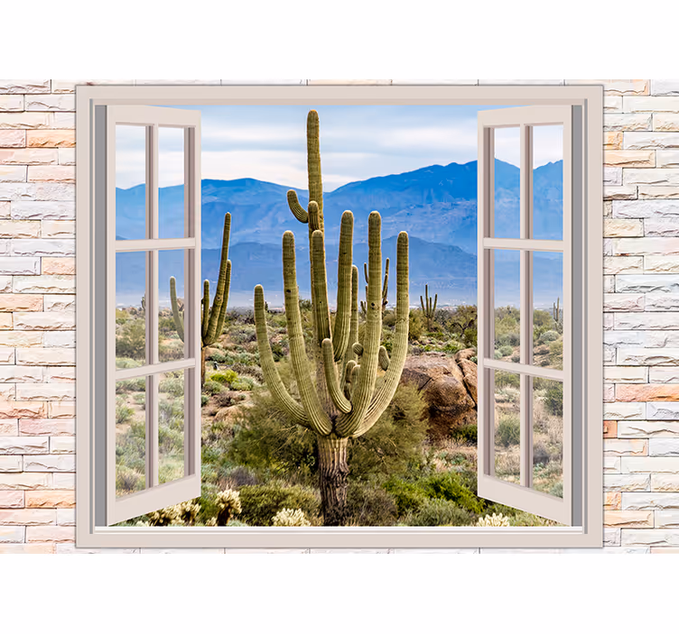 Fototapet natura peisaj cu cactuși din deșert - TenStickers