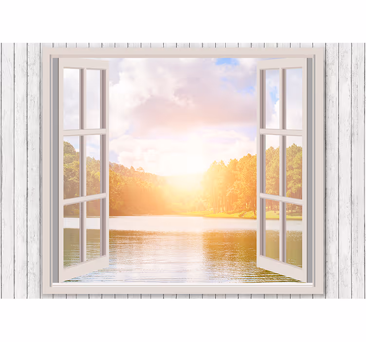 Fereastra lumina soarelui pe crap de lac 3d fototapet - TenStickers