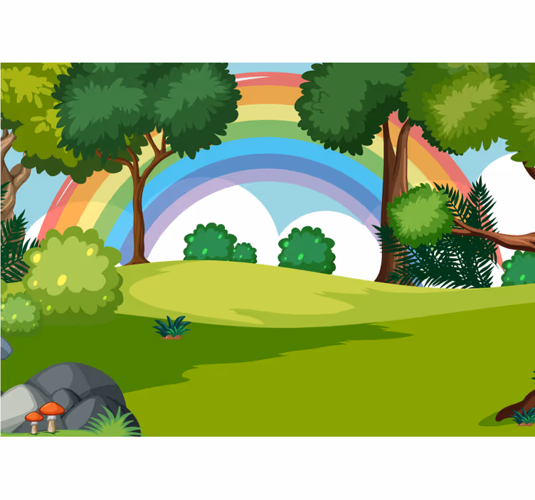Tapet junglă peisaj de pădure curcubeu - TenStickers