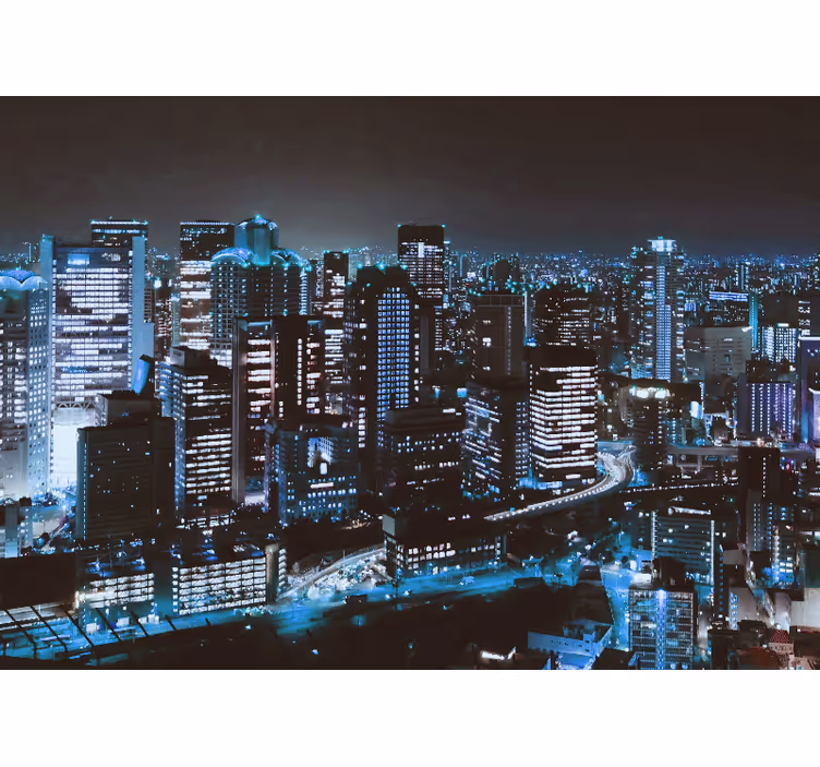 Fototapet de oraș peisaj urban nocturn - TenStickers