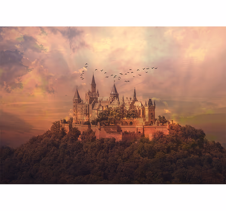 Fototapet de fantezie peisaj cu castel majestuos - TenStickers