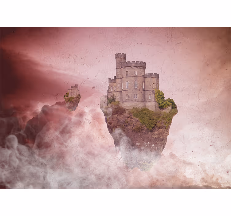Fototapet de fantezie peisaj cu castel plutitor - TenStickers