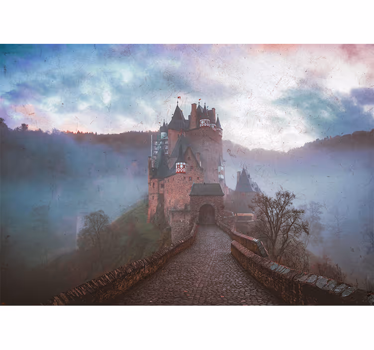 Fototapet de oraș peisaj cu castel mistic - TenStickers