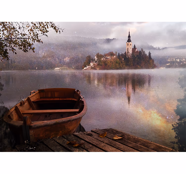Fototapet peisaje priveliște liniștită la lac - TenStickers