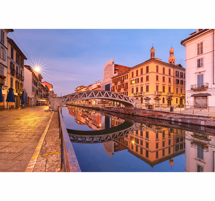 Fototapet de oraș reflecția canalului din milano - TenStickers