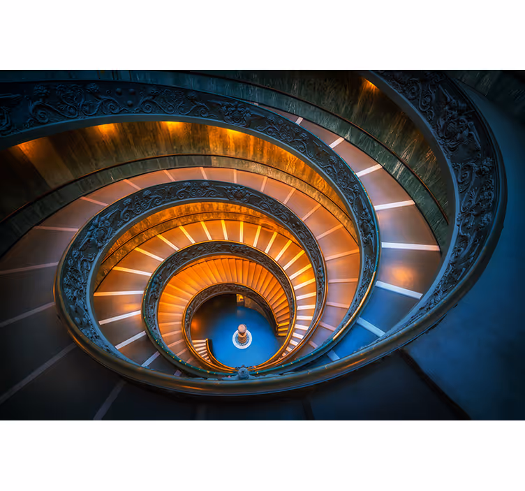 Fototapet peisaje iluminare scară spiralată - TenStickers
