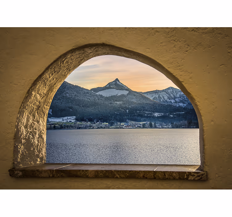 Fototapet peisaje vedere lac alpin - TenStickers