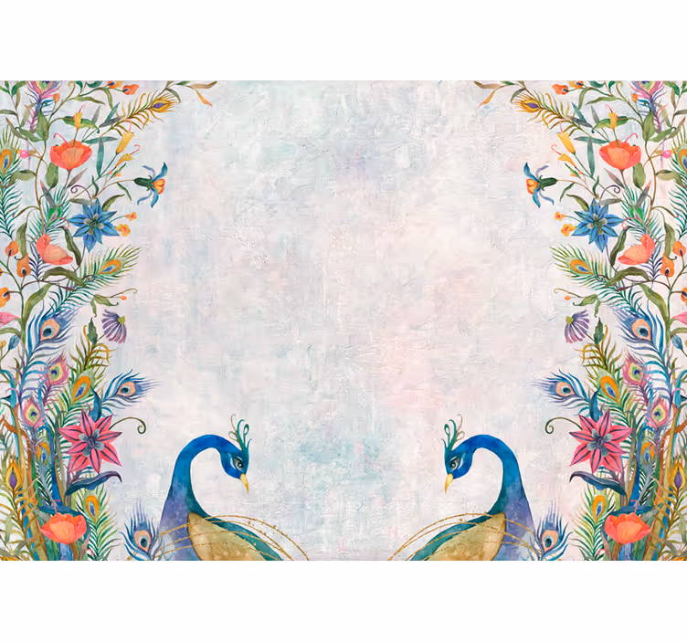 Fototapet natura stil shabby chic pauni - TenStickers