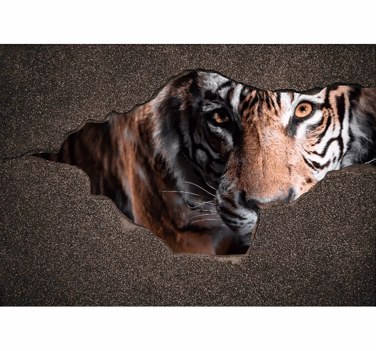 Fototapet 3d tigru în perete - TenStickers