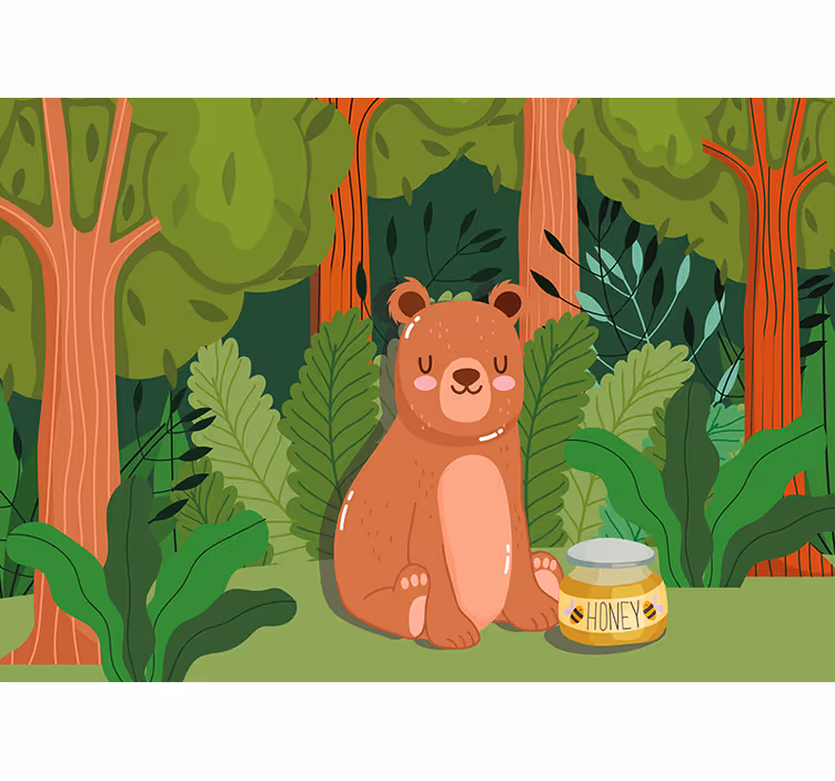 Fototapet pentru copii cu ilustrație adorabilă de urs - TenStickers