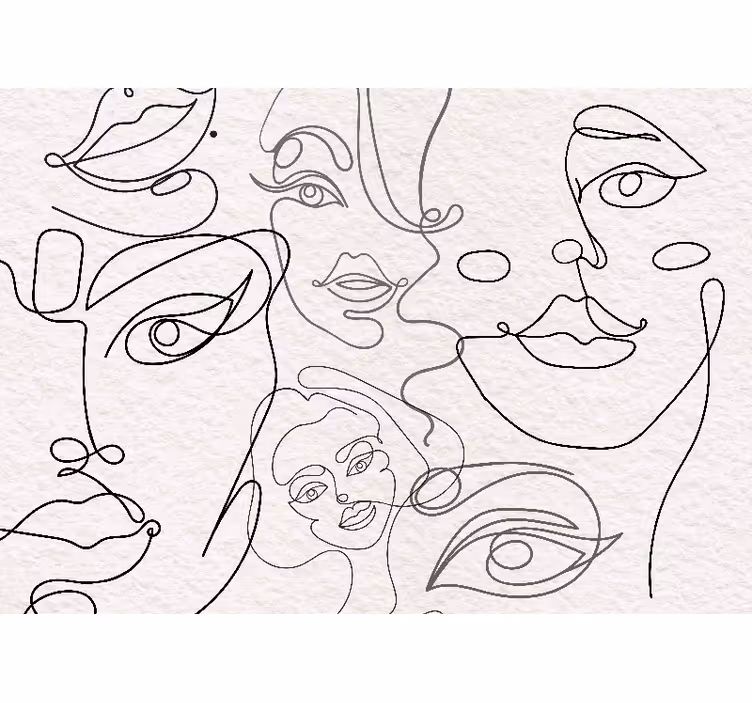 Fețe minimaliste lineart căsătorie picturi murale - TenStickers