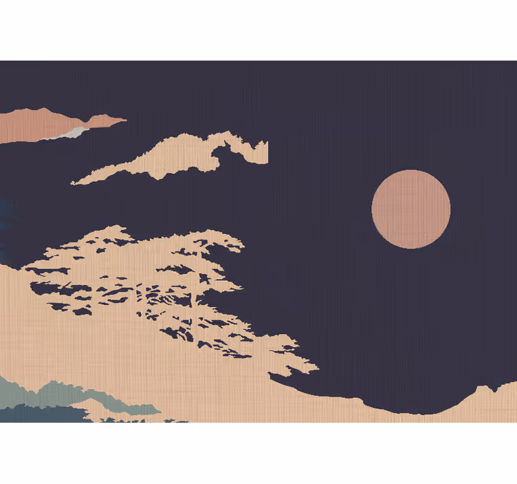 „stil japandi” mural artistic întunecat în pădure - TenStickers