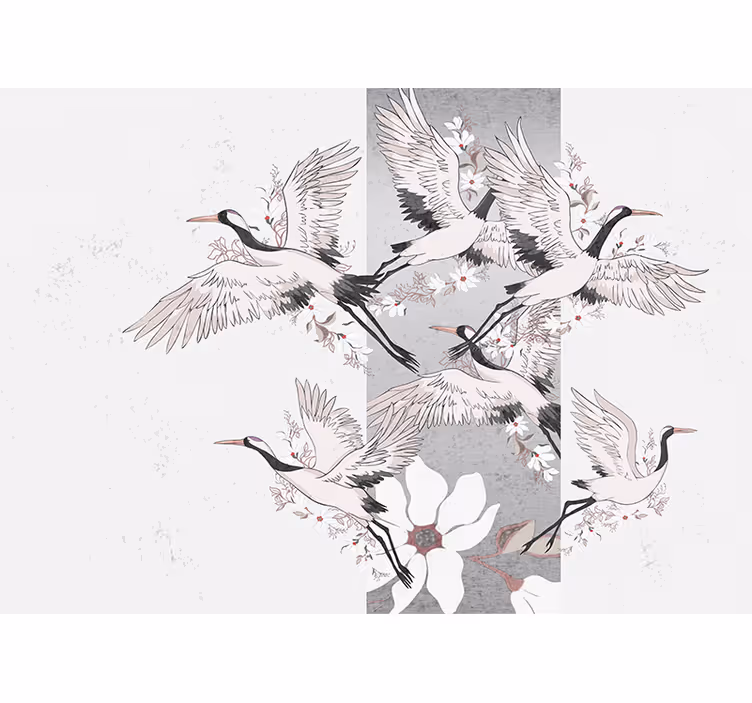 Fototapet animale cocori eleganți în zbor - TenStickers
