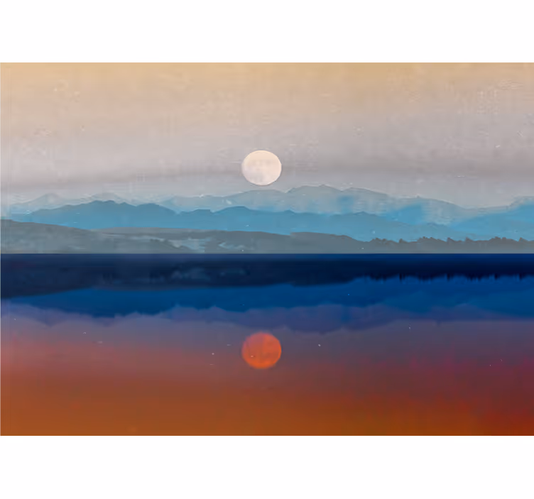 Fototapet peisaje reflexie la apus de munte - TenStickers