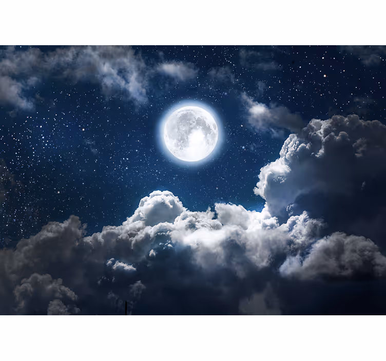 Tapet de perete frumoasa noapte luna si nori - TenStickers