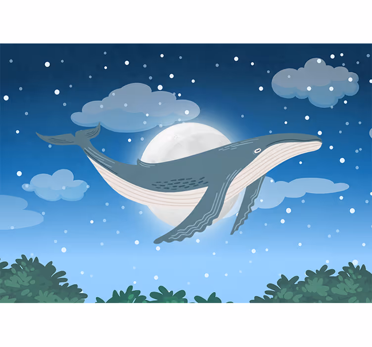 Fototapet animale balena sub lumina lunii - TenStickers