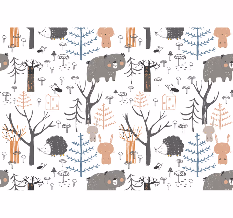 Fototapet pădure scandinavă cu animale - TenStickers