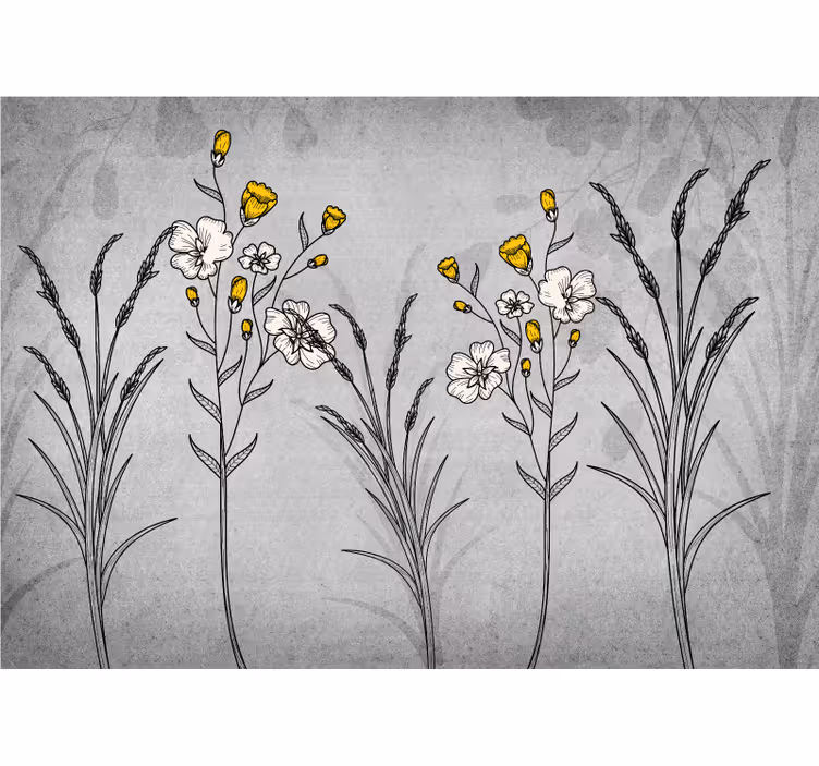 Fototapet cu flori schițe florale vintage - TenStickers