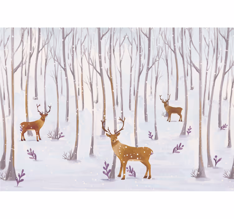 Fototapet scandinavă pădure de iarnă pădure - TenStickers