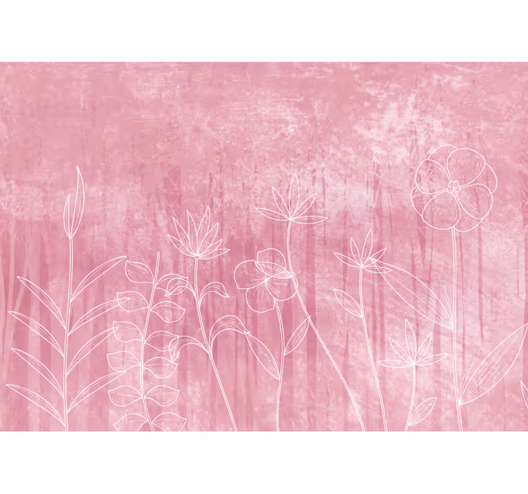 Fototapet cu flori contur floral delicat - TenStickers