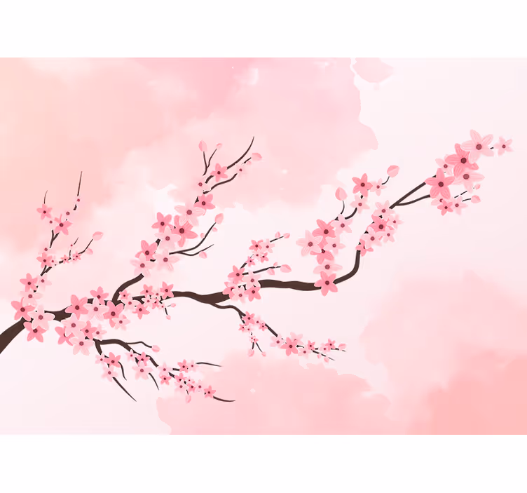 Desen animat copac cu flori roz - TenStickers