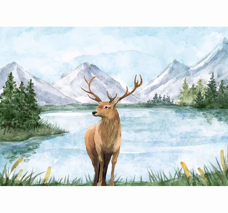 Fototapet animale peisaj cu cerbi majestuoși - TenStickers