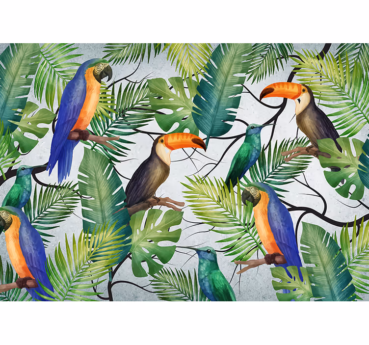 Fototapet animale temă păsări tropicale - TenStickers