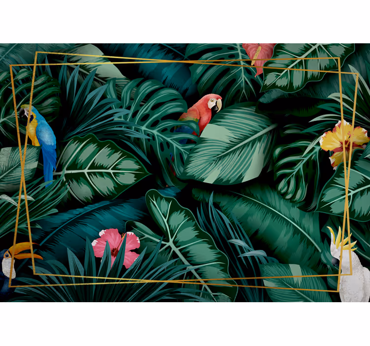 Tapet junglă habitat pentru papagali tropicali - TenStickers