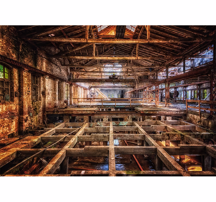 Fototapet de oraș spațiu industrial abandonat - TenStickers