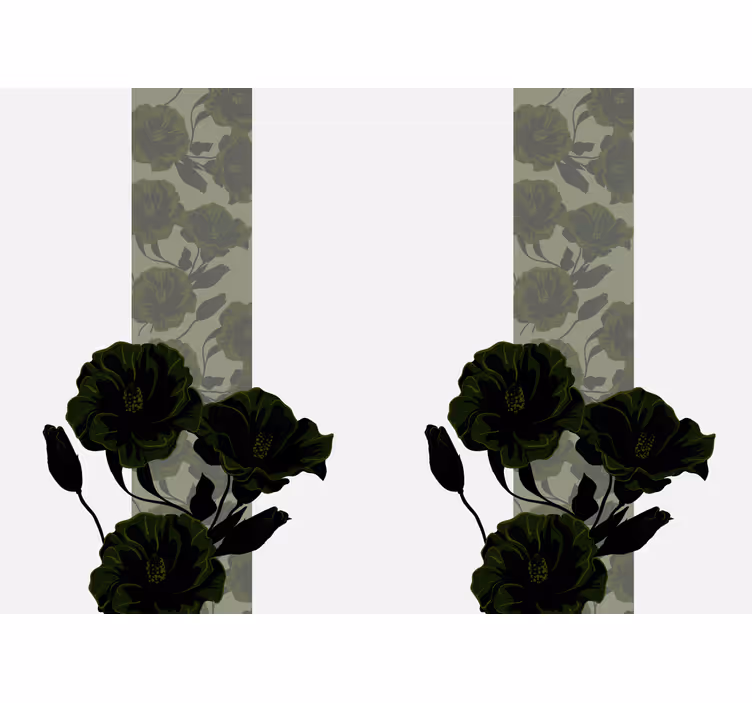 Fototapet cu flori elegante negre - TenStickers