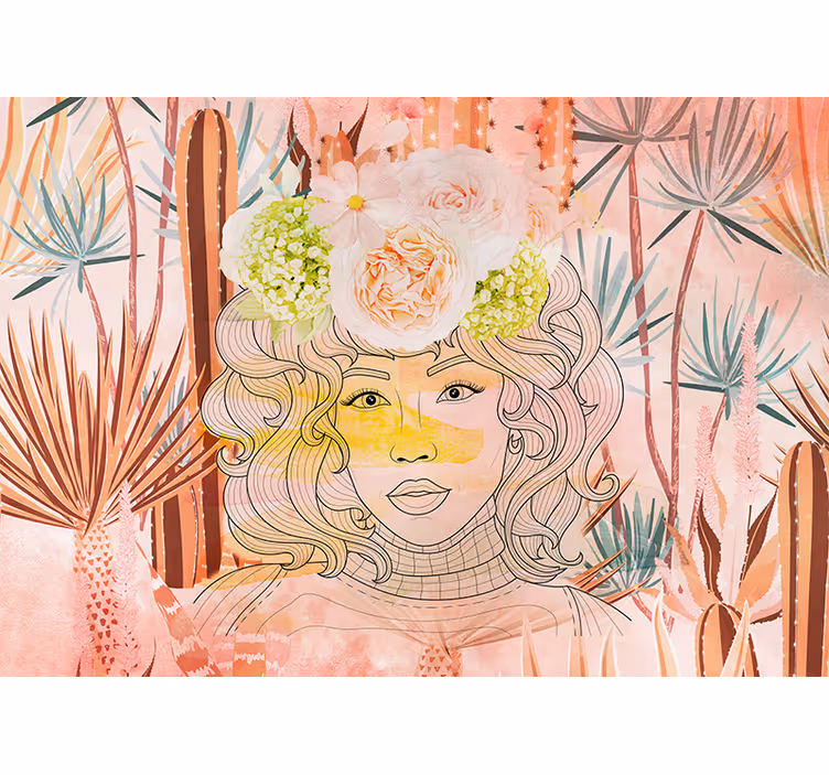 Fototapet arta ilustrație florală portret - TenStickers