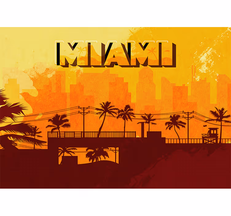 Fototapet de oraș apus peste orizontul miami - TenStickers