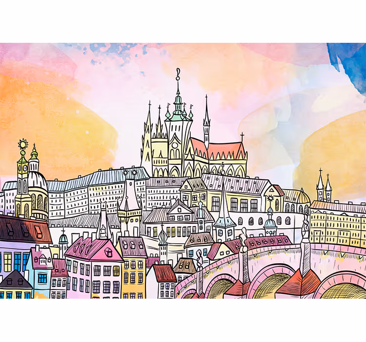 Fototapet de oraș vedere de la castelul praga - TenStickers